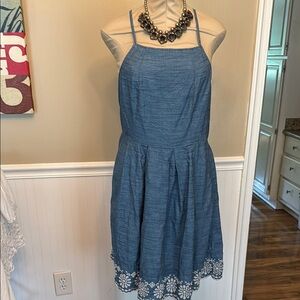 SO Blue Halter Sundress Sleeveless Midi